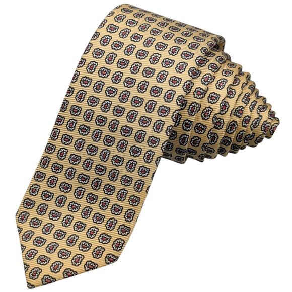 Polo Ralph Lauren Tie Mens Silk Neat Paisley Medallion Cream‎ Red White 54.5x2.5 - Picture 1 of 7
